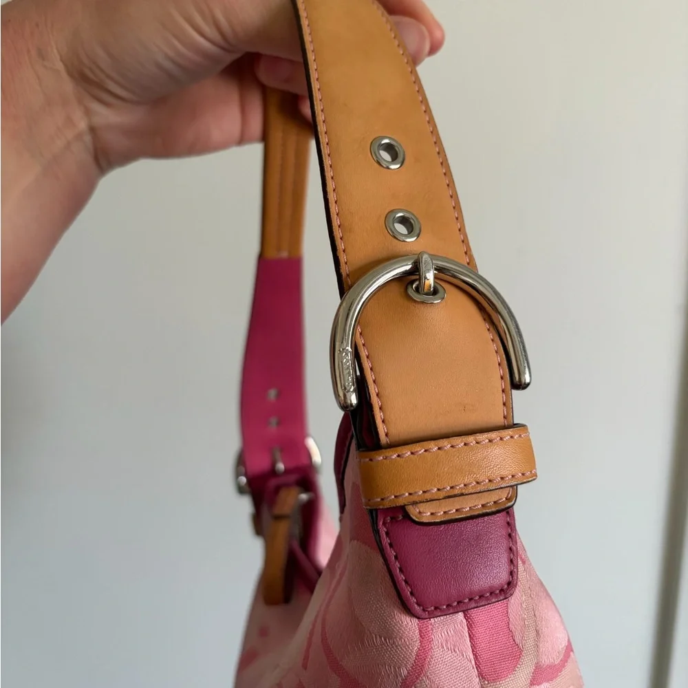 Y2K Coach Soho Pink Optic Signature Mini Bag Vintage Leather Purse - Picture 5 of 9